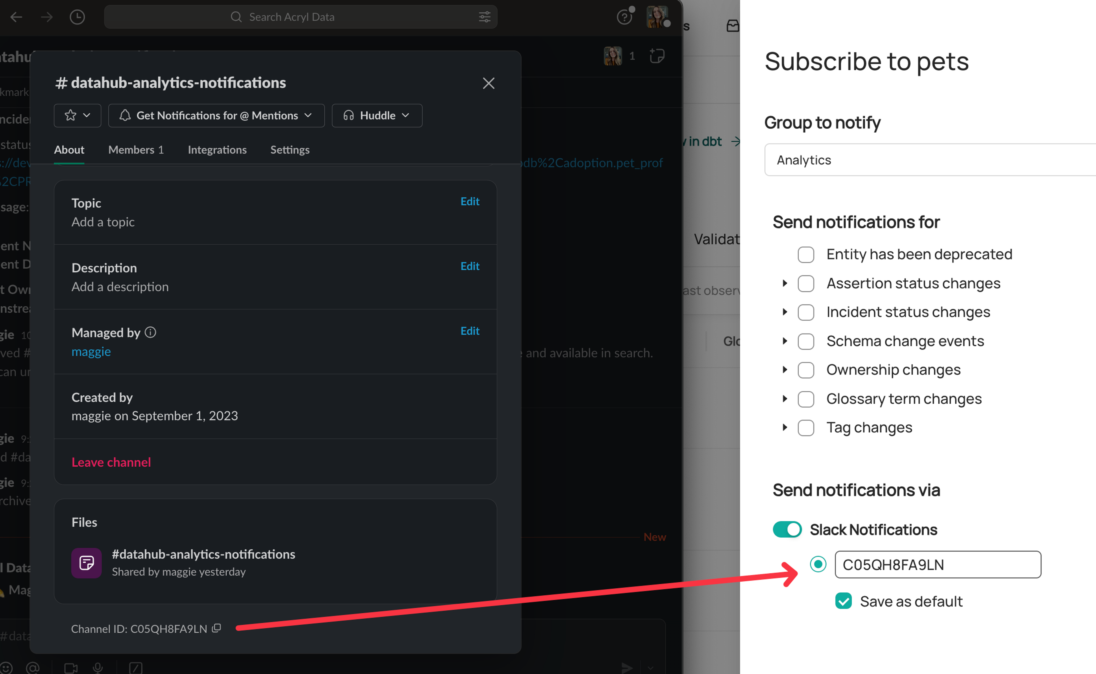 Subscription and Notifications - Group set channel ID