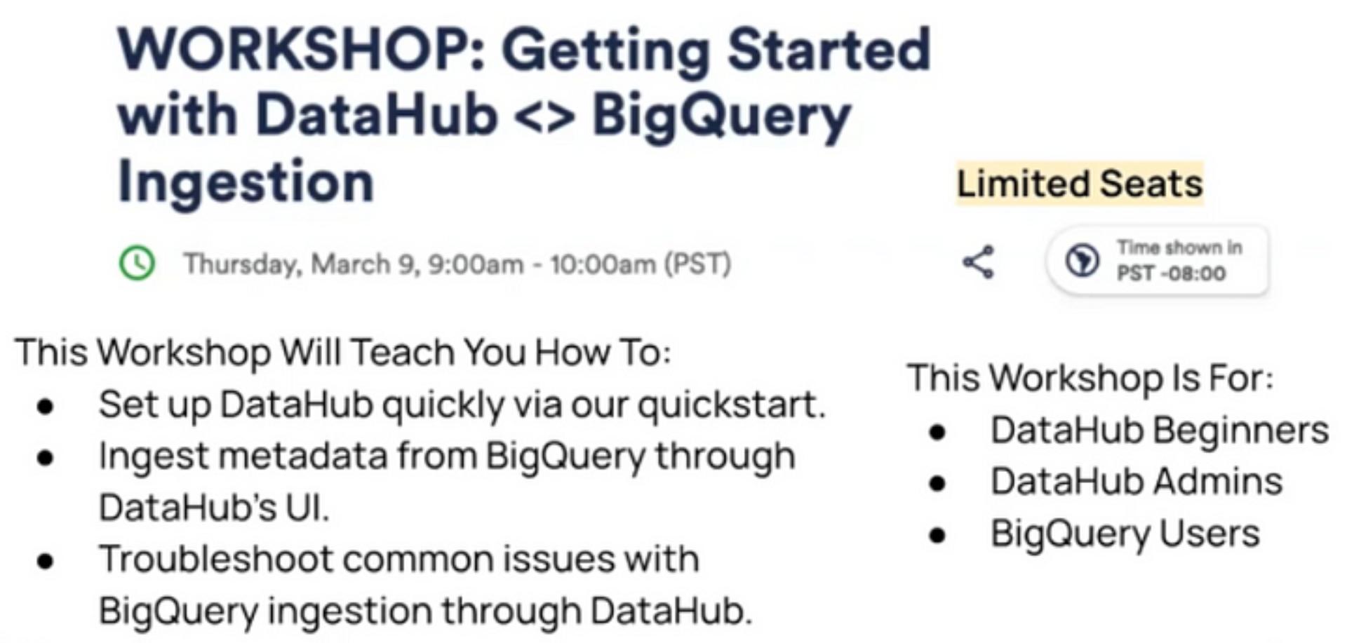 Workshop: Getting started with DataHub BigQuery Ingestion