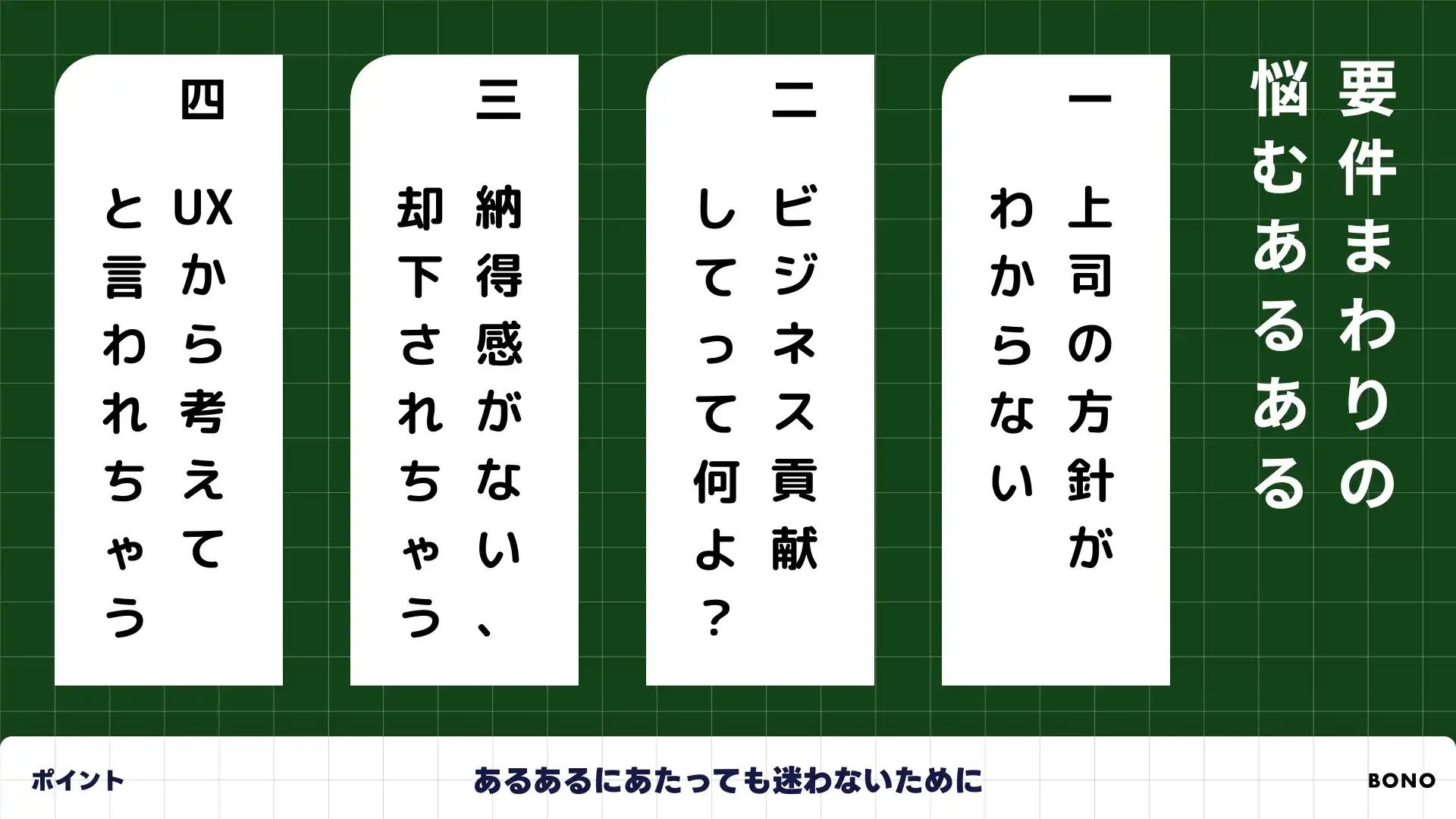 要件まわりの悩むあるあるの図