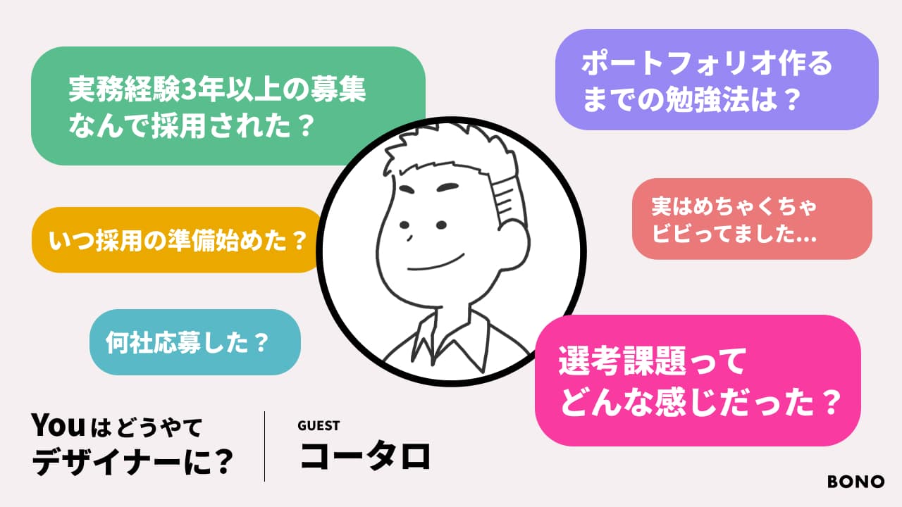 実務経験3年以上に応募してデザイナーになりました。コータロくんが未経験からデザイナーになるまでを聞きました。