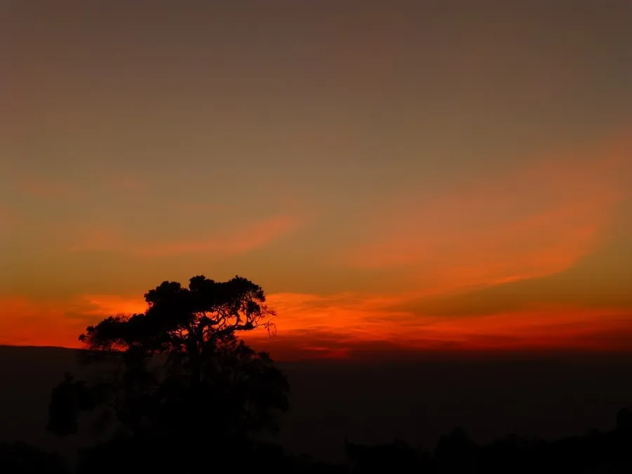 sunrise over the crater
