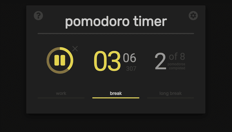 Pomodoro Timer main page screenshot