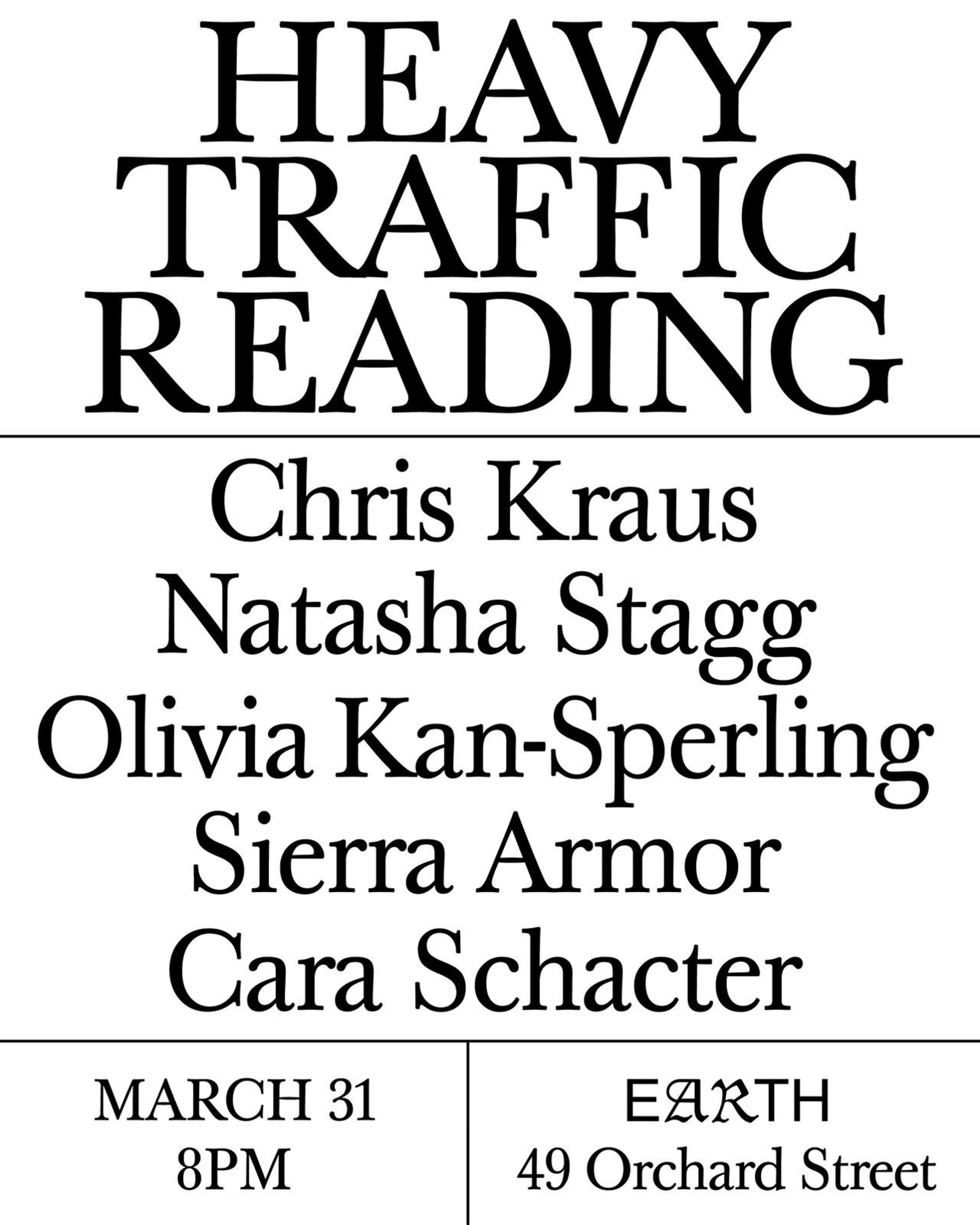 Heavy Traffic reading flier