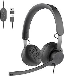 Logitech Zone 750 Wired On-Ear Headset with Advanced Noise-canceling Microphone, Simple USB-C and Included USB-A Adapter, Plug-and-Play Compatibility for All Devices