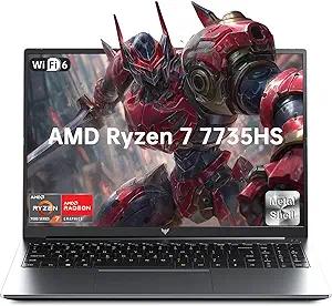 2026 Light Gaming Laptop,AMD Ryzen 7 7735HS (Beat i7-12650H, Up to 4.75GHz), 16 Inch FHD Display,16GB DDR5 RAM,512GB PCIe SSD, AMD Radeon 680M Graphics, Backlit Keyboard, Wi-Fi 6, Windows 11