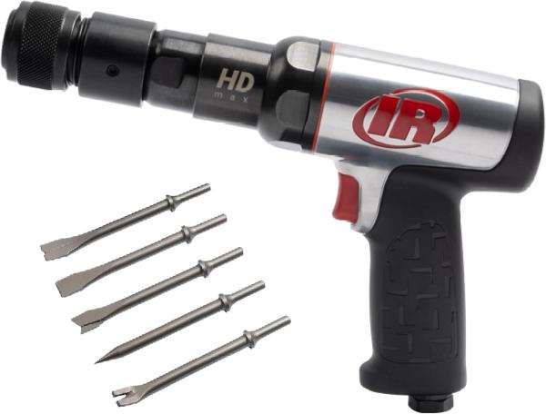 Ingersoll Rand 135MAXK Vibration Reduced Quick-Change Air Hammer 5-Piece Chisel Set, 2,600 BPM, 3" Stroke, Round Shank