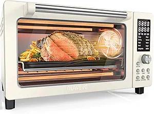 Nuwave Bravo Pro Smart Air Fryer Toaster Oven Combo, Airfryer Convection Oven Countertop, 10-in-1 Functions with Quicker & Even Crisp Technology, 1800W, 50-450°F, PFAS-Free, 21QT, Vanilla Cream