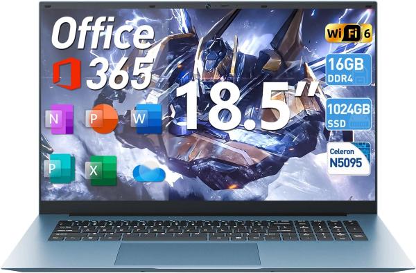 SGIN Windows 11 Laptop, 18.5" 16GB RAM 1TB SSD, Celeron N5095 Quad-Core, WiFi 6