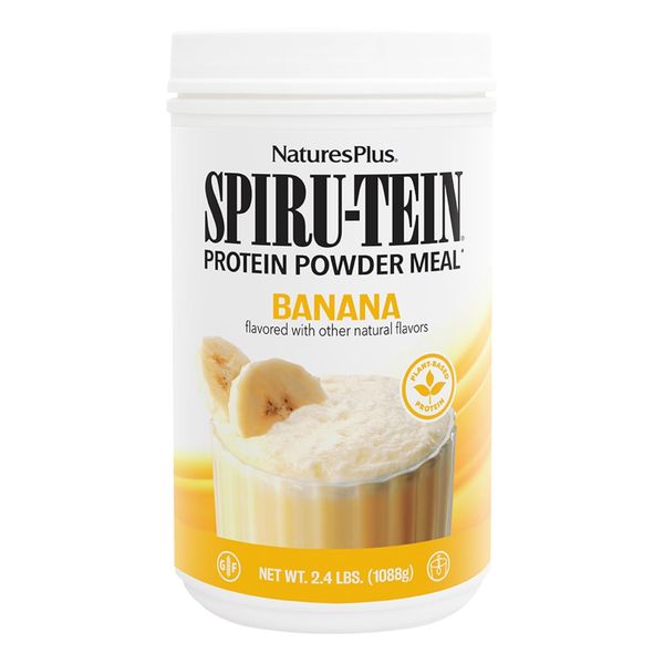 NaturesPlus SPIRU-TEIN, Banana - 2.4 lbs - Plant-Based Protein Shake - Non-GMO, Vegetarian, Gluten Free - 32 Servings