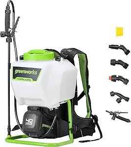 Greenworks 40V Cordless Backpack Sprayer (4 Gallon / 5 Tips / 25 FT Spray) For Weeding, Spraying, and Cleaning, Tool Only