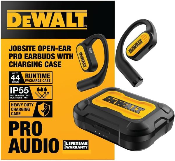DEWALT Open Ear Bluetooth Earbuds, IP55, 44Hrs Runtime