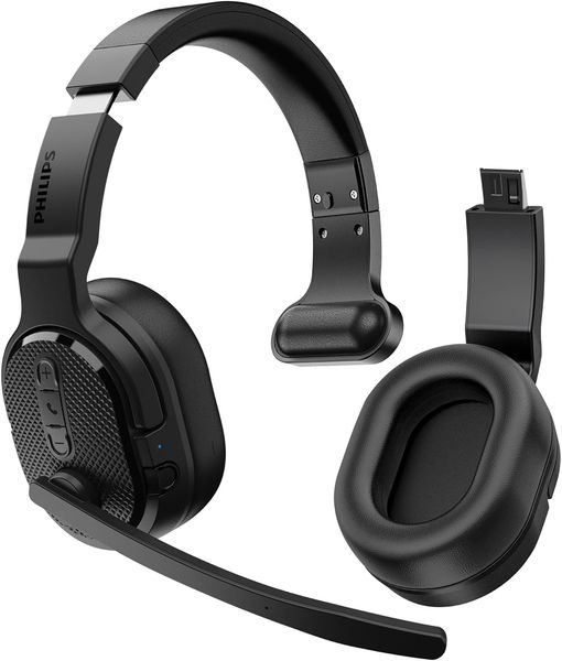 Philips Trucker Bluetooth Headset with Noise-Canceling Microphone, 2-in-One Mono & Stereo Design