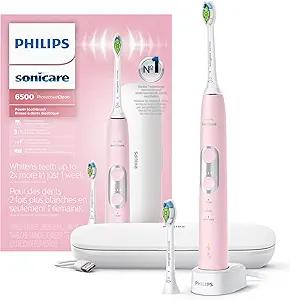 Philips Sonicare ProtectiveClean 6500 Rechargeable Electric Toothbrush, with Pressure Sensor, 3 Cleaning Modes, SmarTimer and QuadPacer, 14-Day Battery Life, Charging Travel Case, Pink, HX6462/06