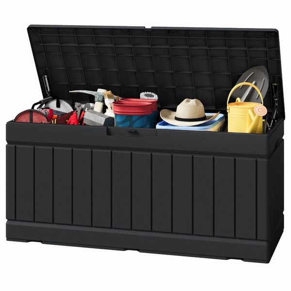 Homall 82 Gallon Outdoor Storage in Resin Deck Box 45.66in Width Lockable Deck Box, Black