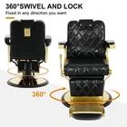 Black+Gold Vintage Recline Barber Chair Hydraulic Salon Beauty Styling Equipment