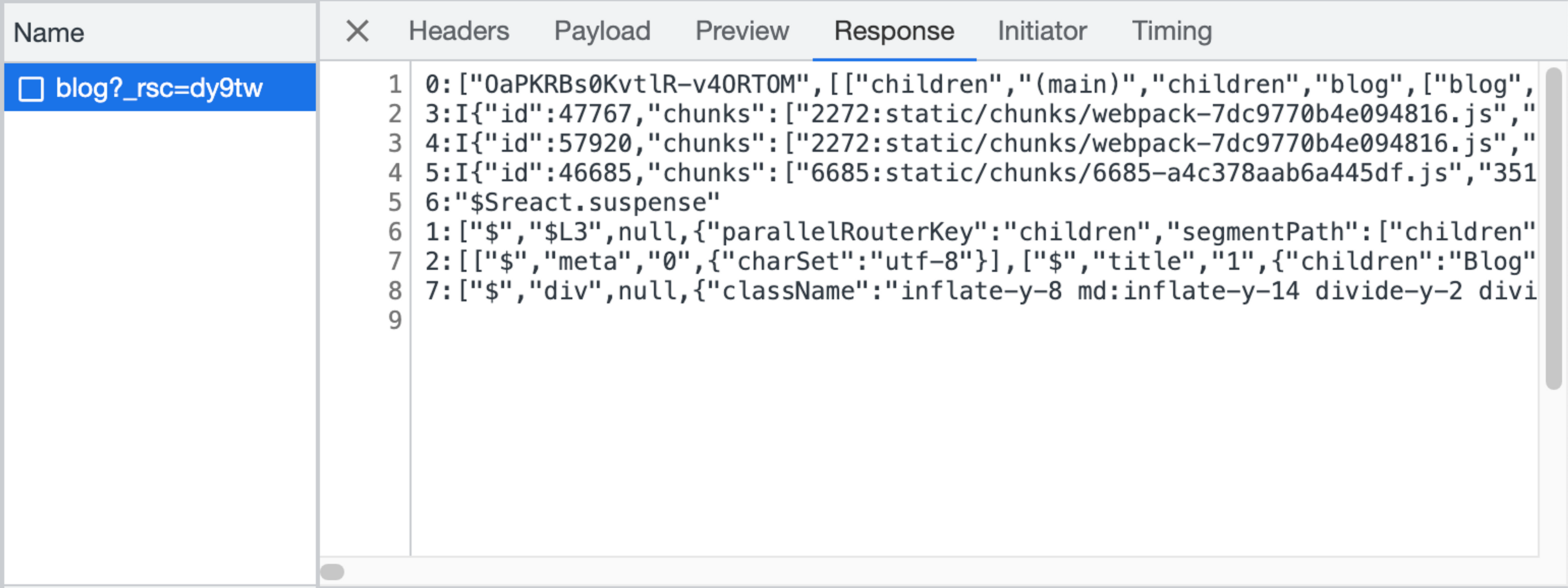 A more recent RSC payload the blog route on my personal site.