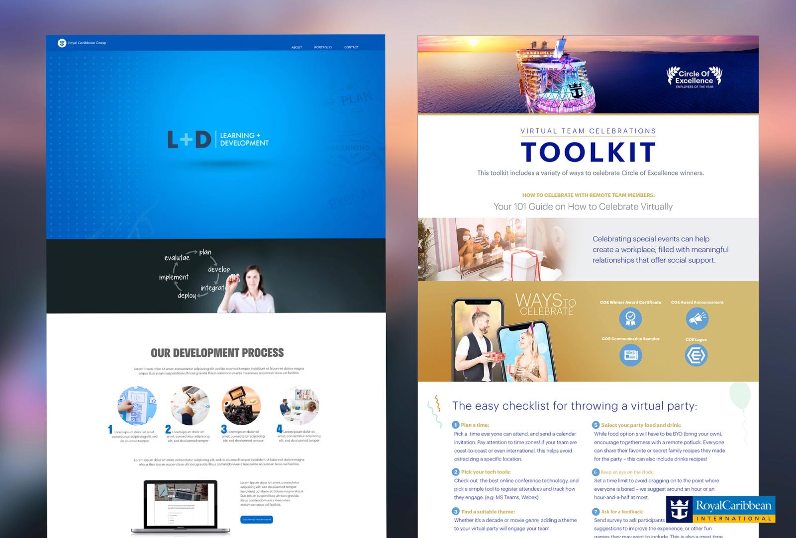 Web design for Royal Caribbean — layout and digital design