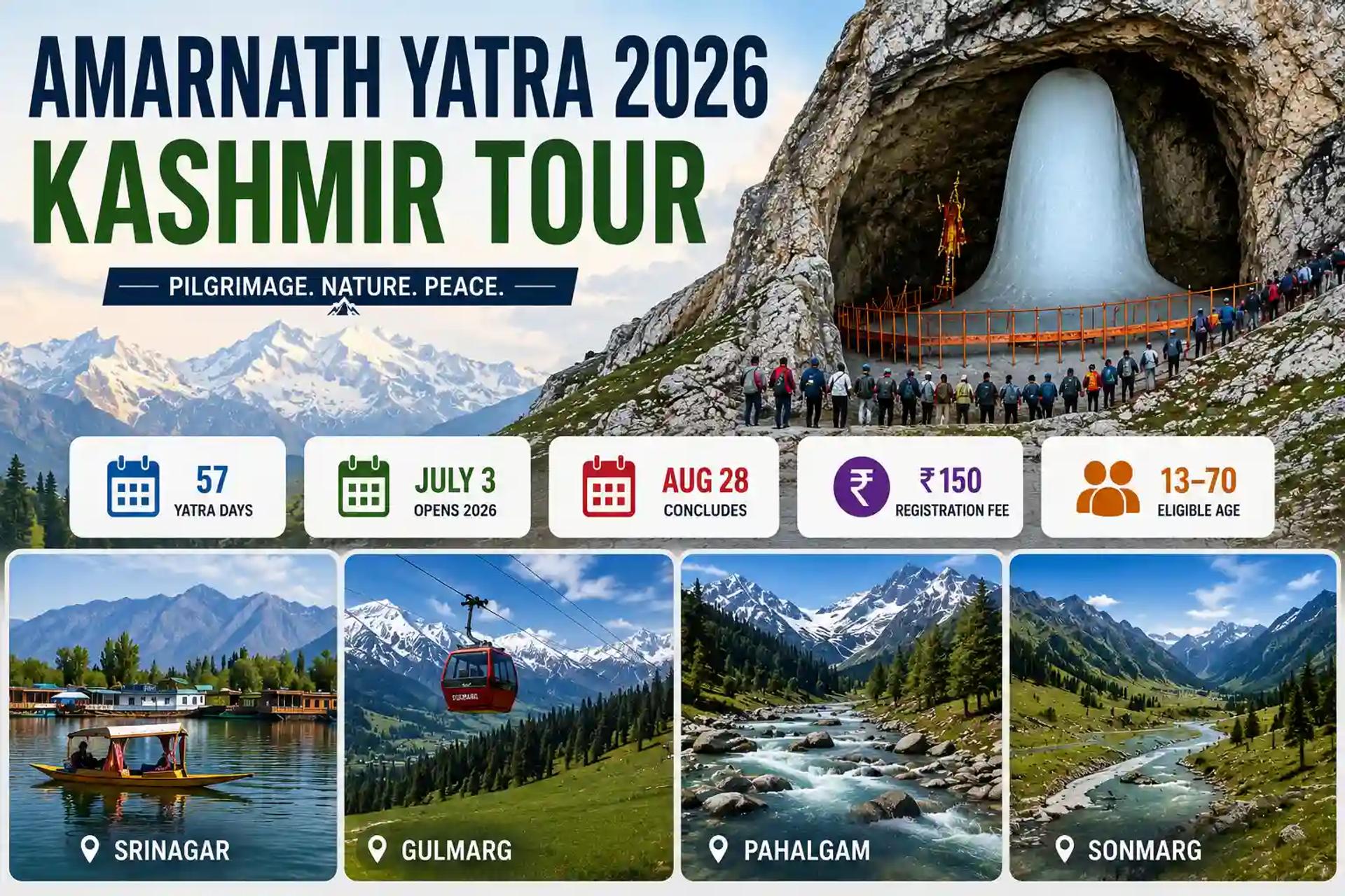 Amarnath Yatra 2026 Kashmir Tour Registration, Routes & Guide