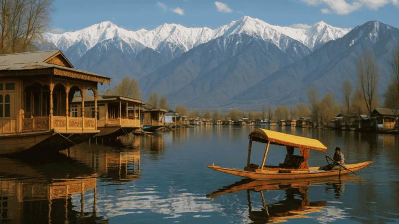 Romantic Kashmir honeymoon package with houseboat stay on Dal Lake and scenic mountain views
