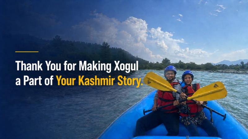 Happy clients enjoying river rafting with Xogul, a trusted Kashmir Travel Agency, during their memorable Kashmir journey.