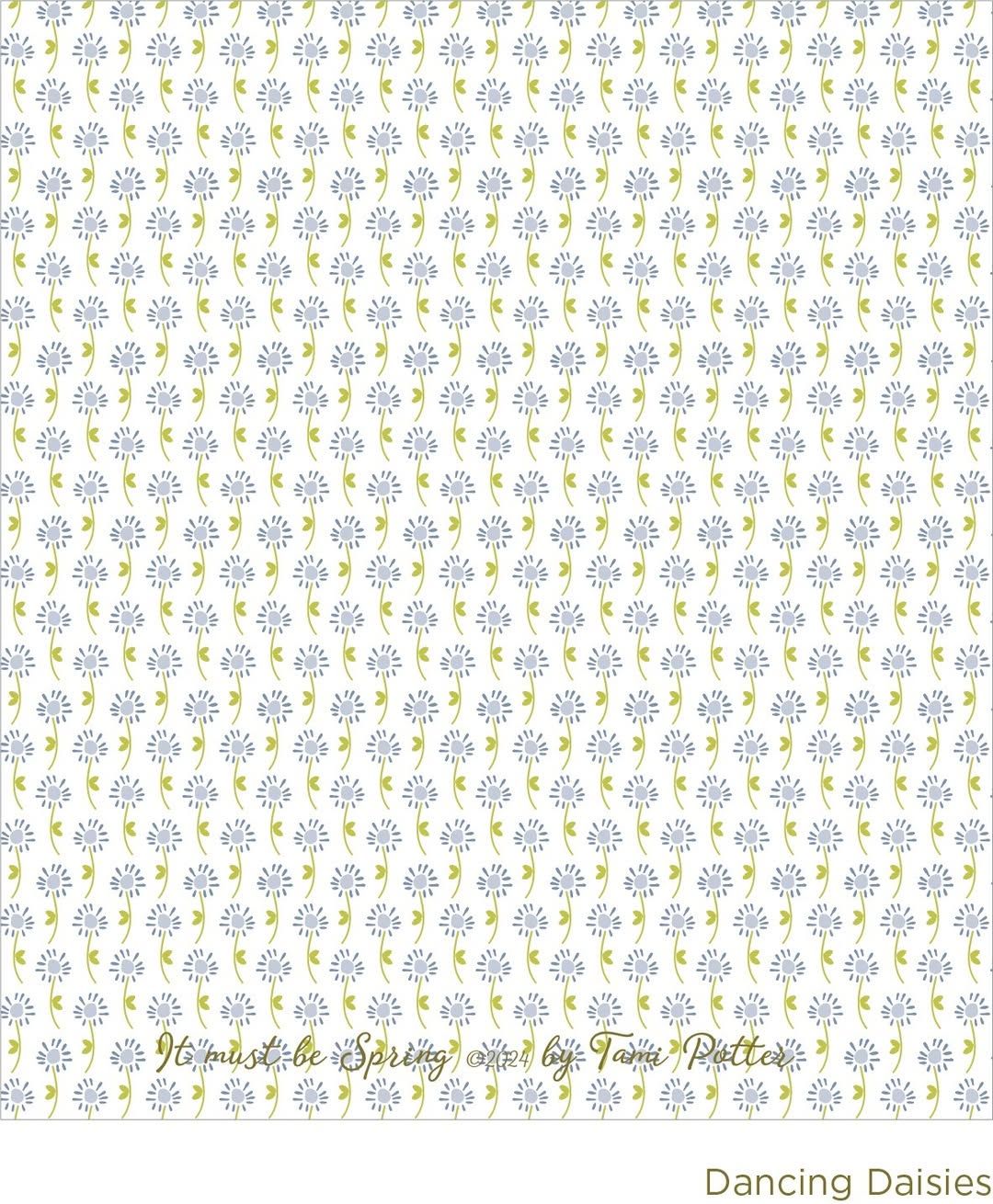 Tami’s blue Dancing Daisies repeating pattern