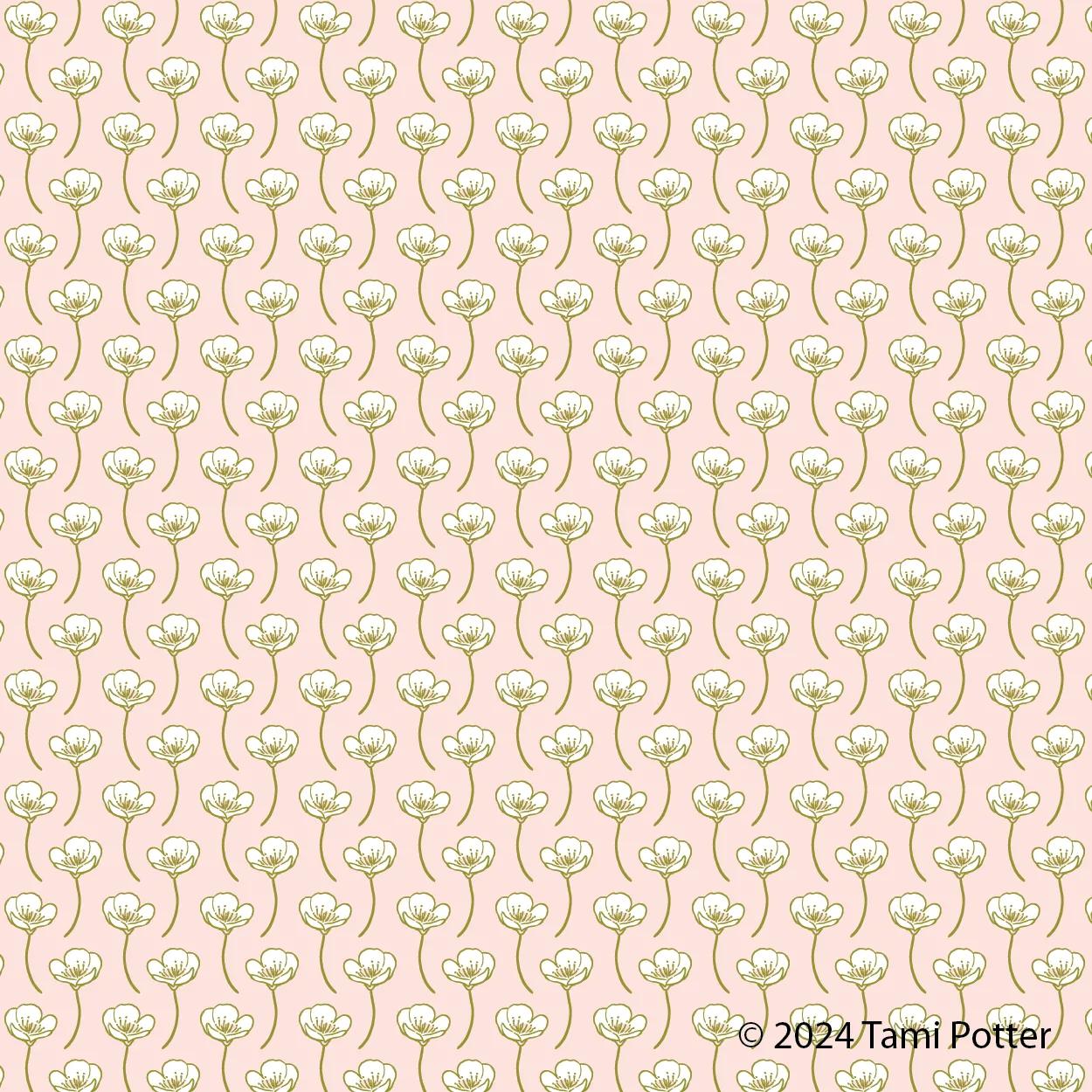 Pink-page repeating floral pattern from the It Must Be Spring Collection