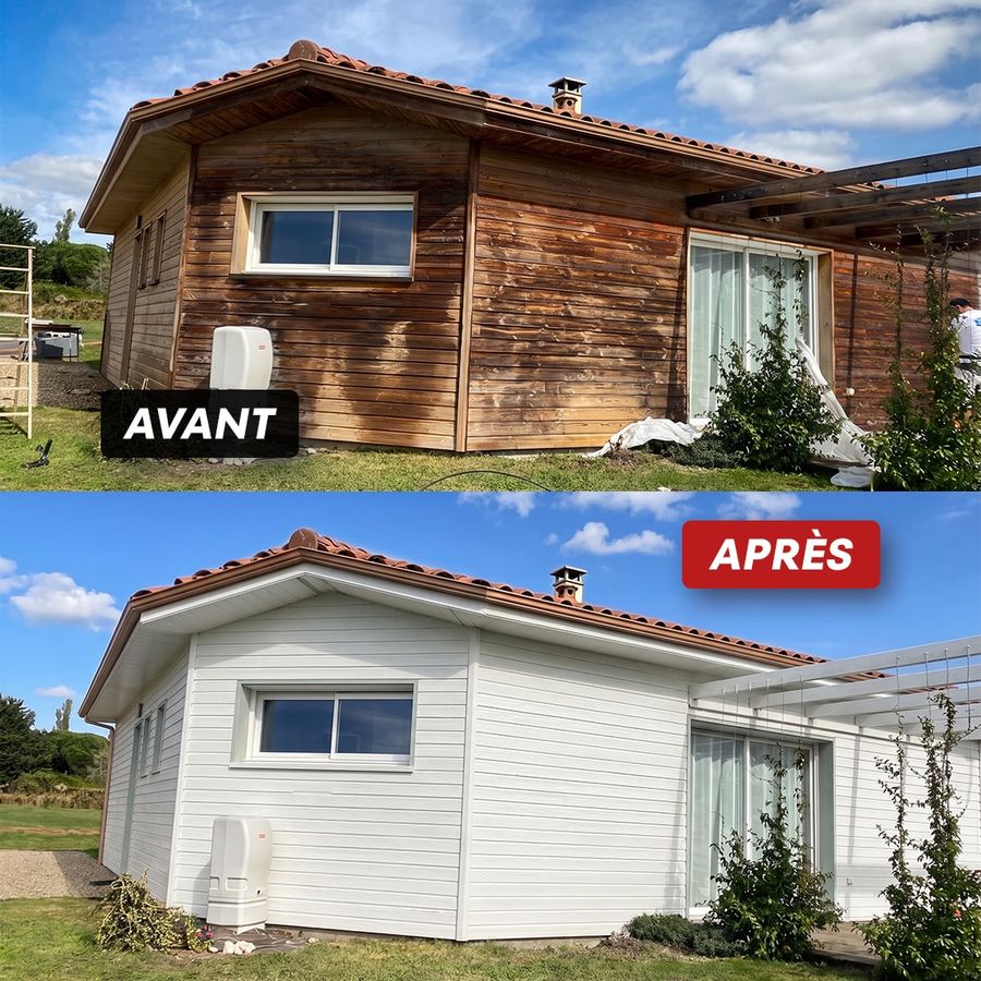 Avant et après : Rénovation d’un bardage bois grisé à Castelnau-sur-Gupie (47)