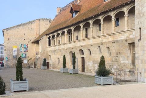 Façade sud du Château royal de Henri IV à Nérac, rue Henri IV, en pierre calcaire blonde du bassin garonnais