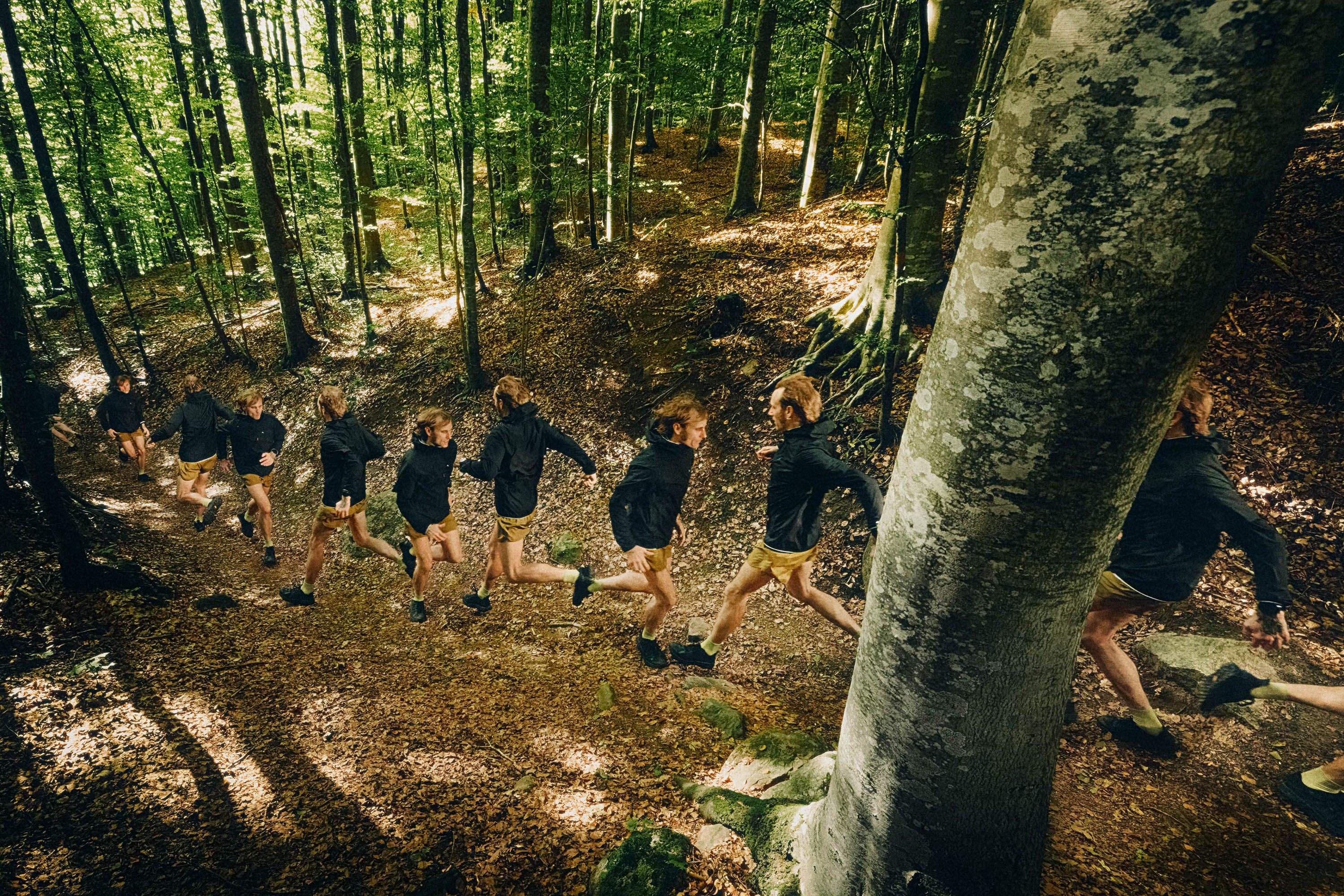 Man running uphill and downhill