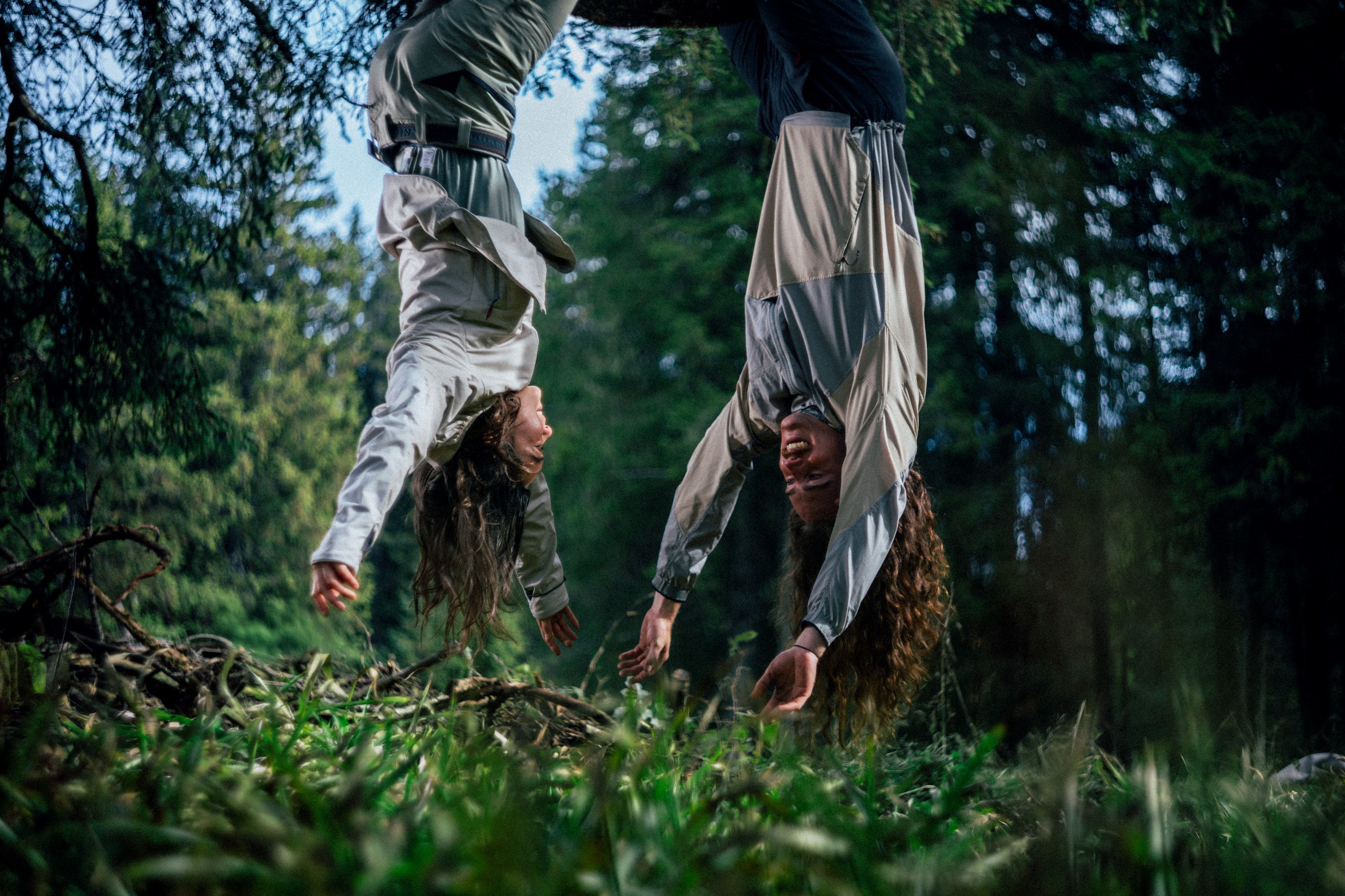 Man and woman ski mountaineering