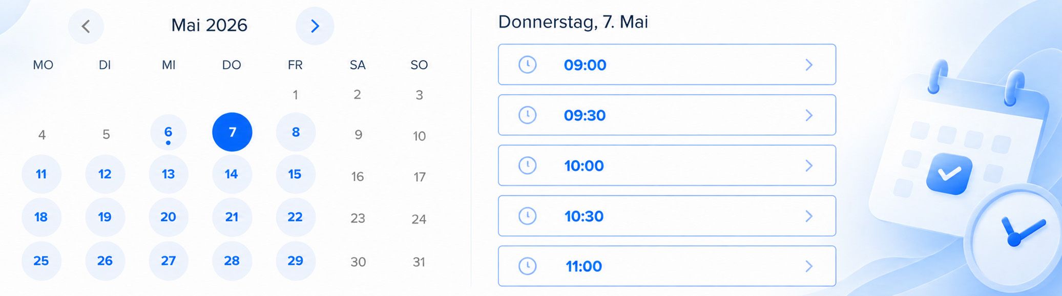 Terminkalender mit freien Beratungsterminen
