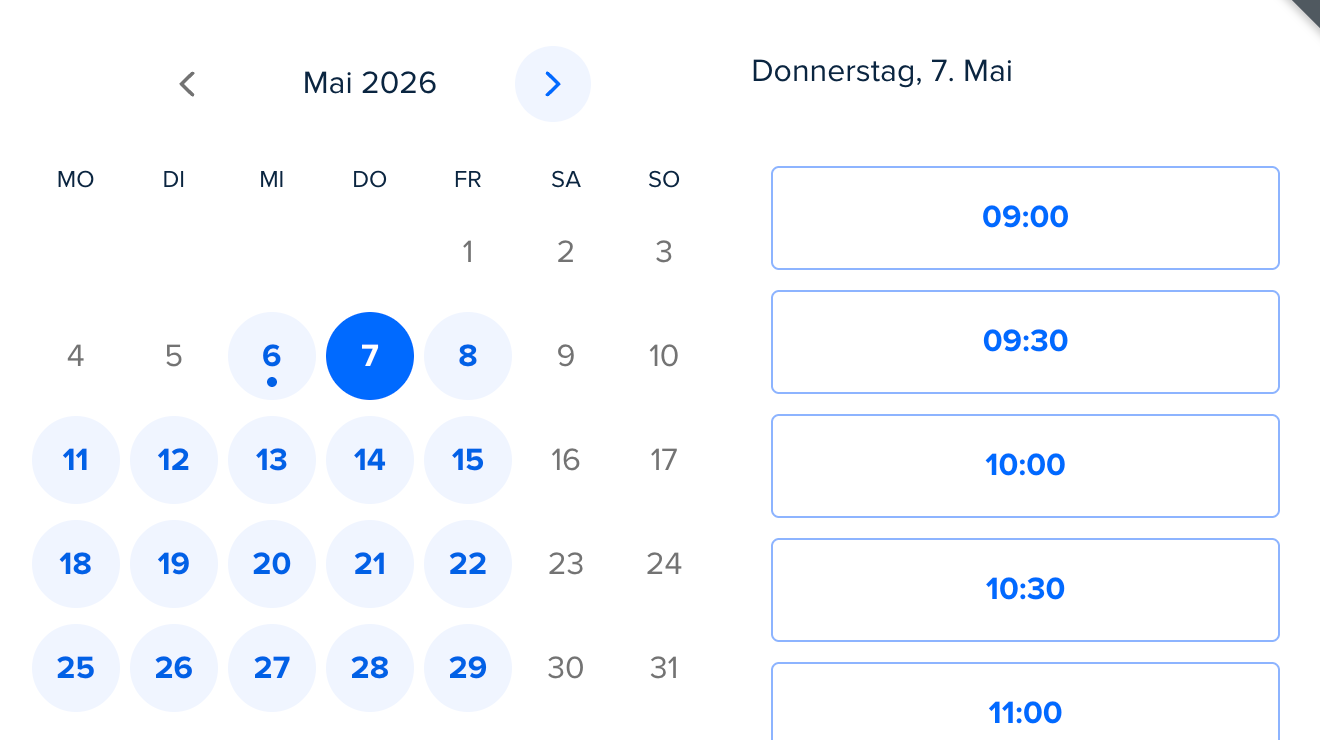 Terminkalender mit freien Beratungsterminen