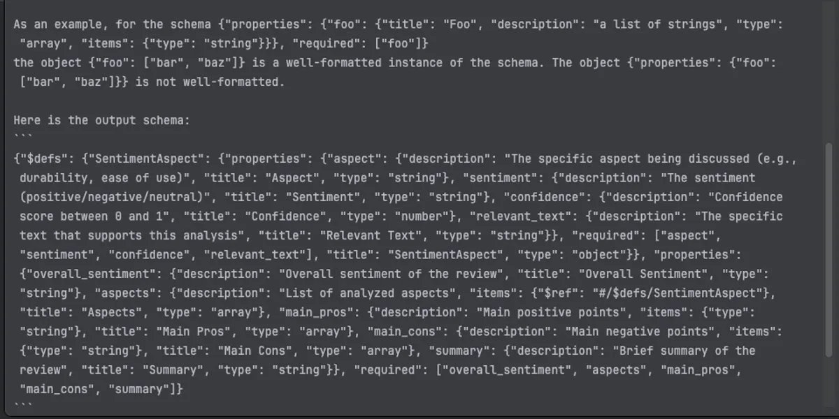 LLM Prompt after we pass the structured output from Pydantic
