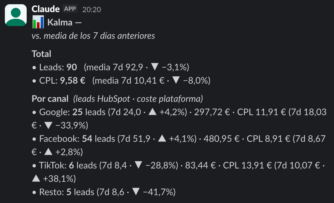 Detección diaria de Variaciones en Canales