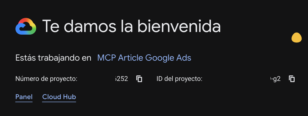 Pantalla de creación de un nuevo proyecto en Google Cloud