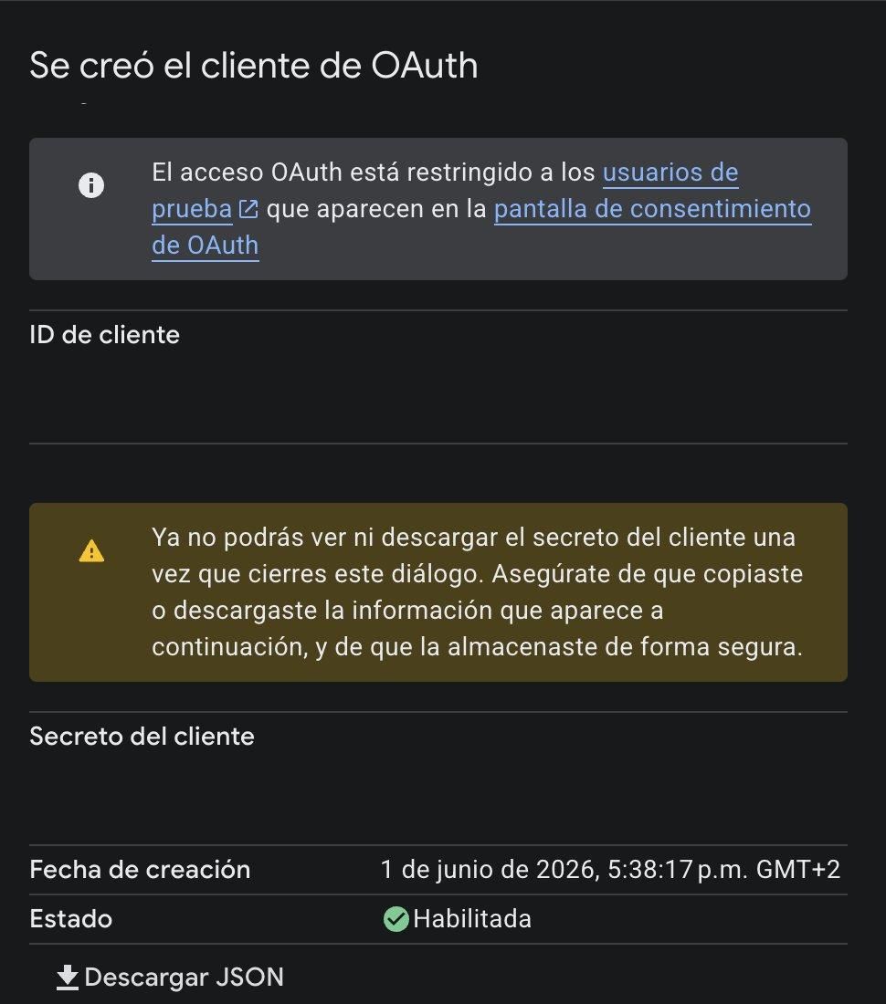 Descarga del archivo JSON del cliente de OAuth recién creado
