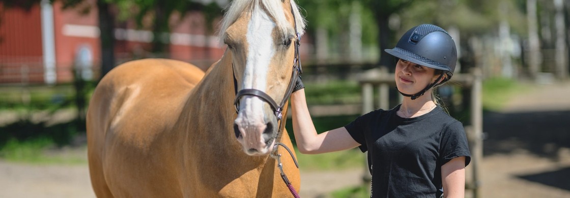 Gymnasieelev med häst 