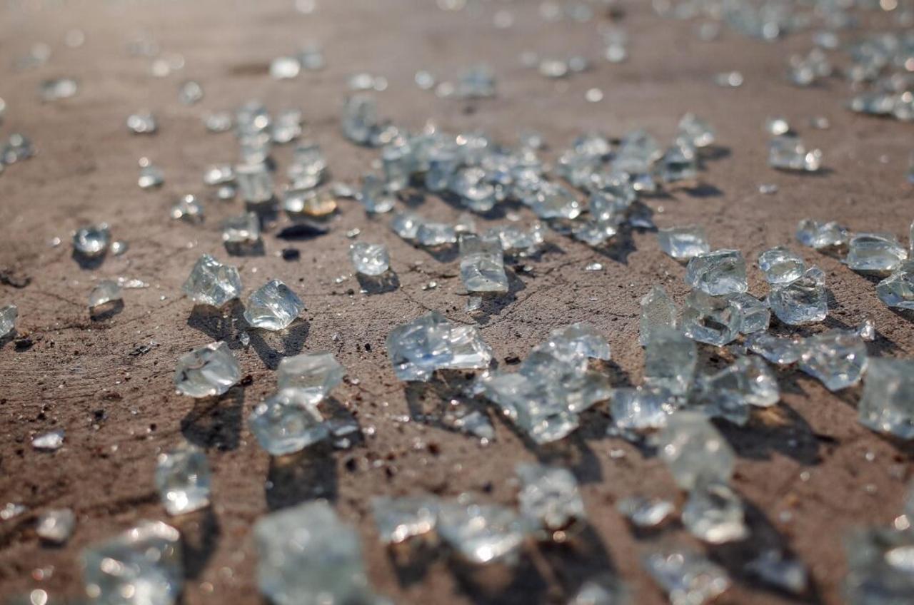 shards of glass from a broken window