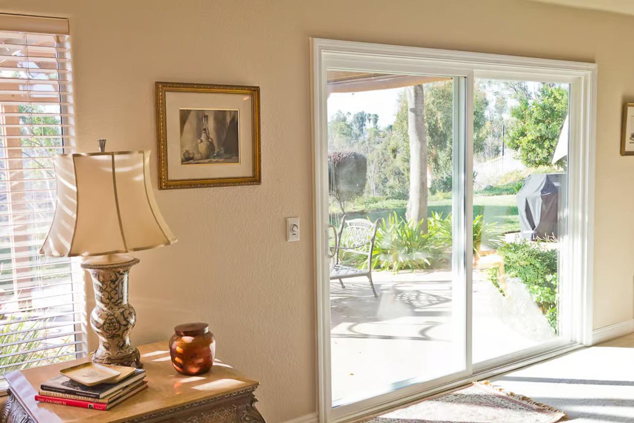 interior of sliding glass door
