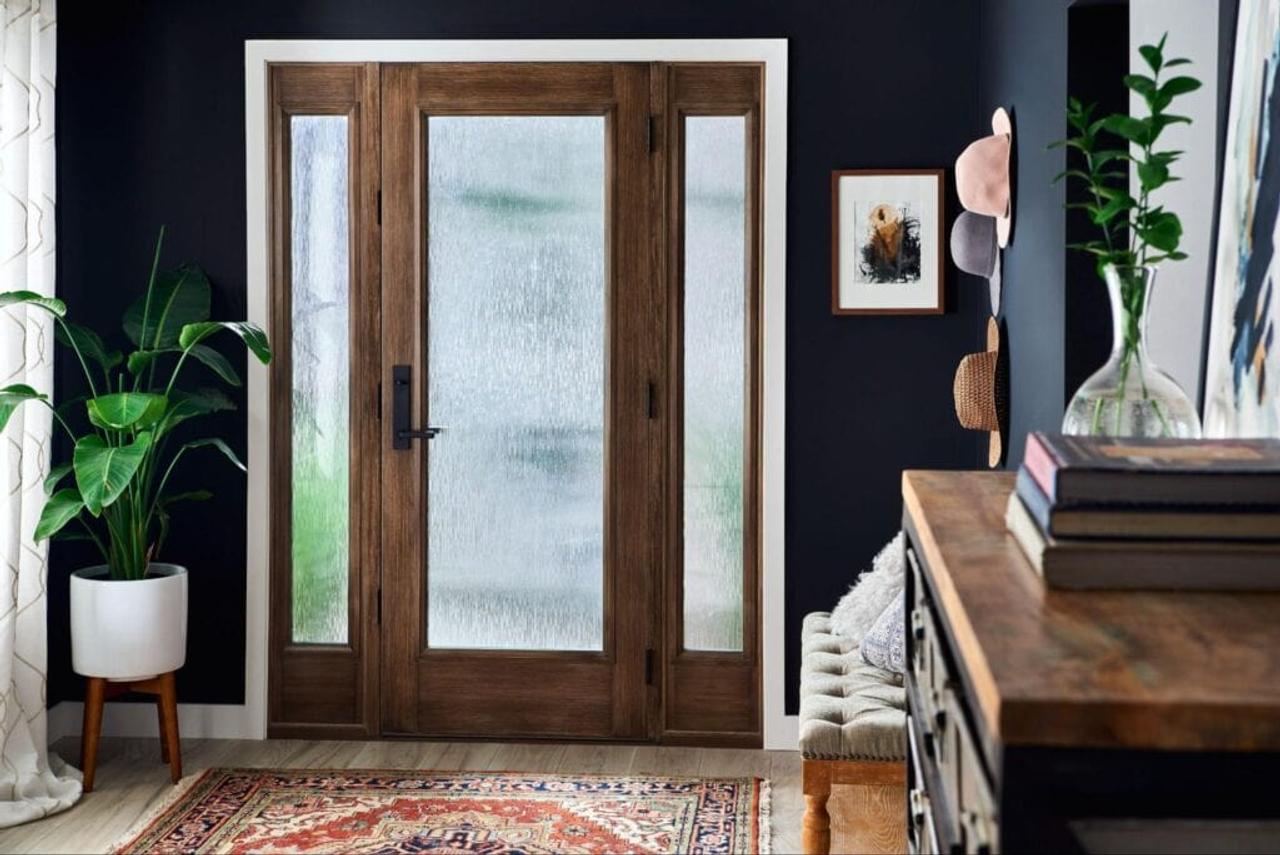 Interior of a front door with glass inserts