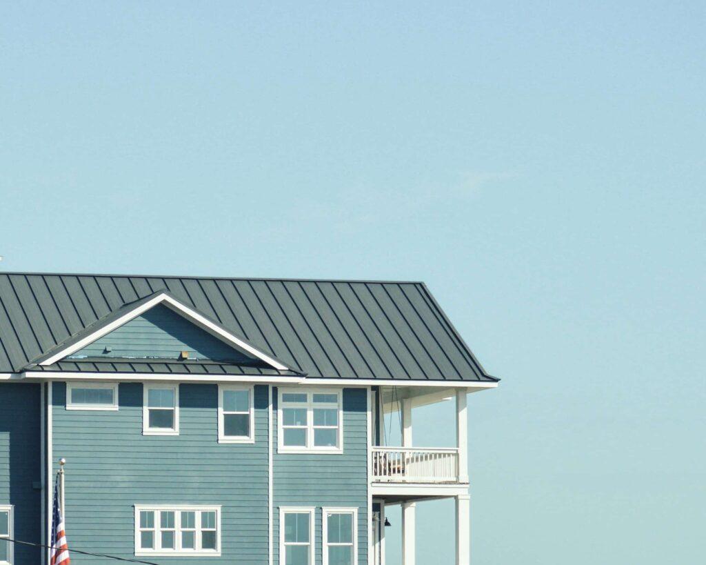 Blue house on the coast