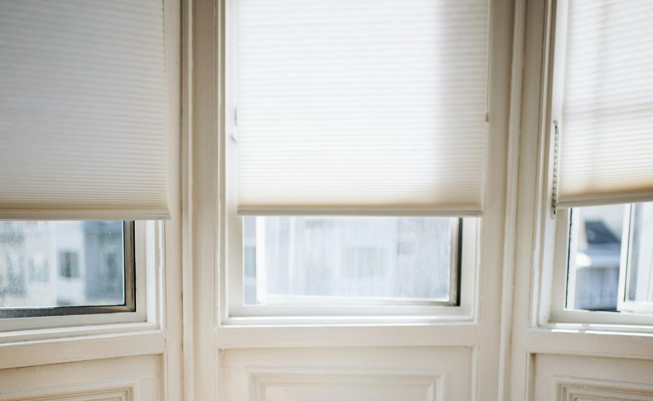 bow windows with shades