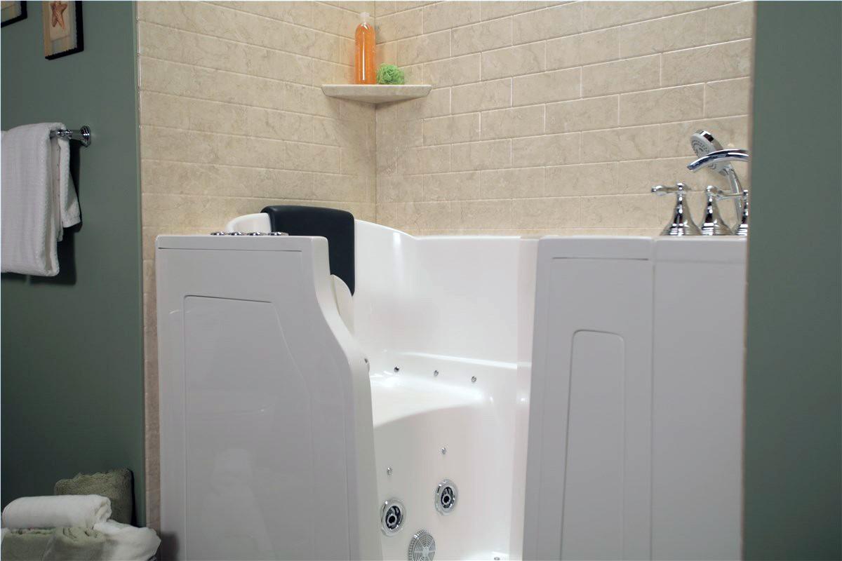 walk-in tub with an open door
