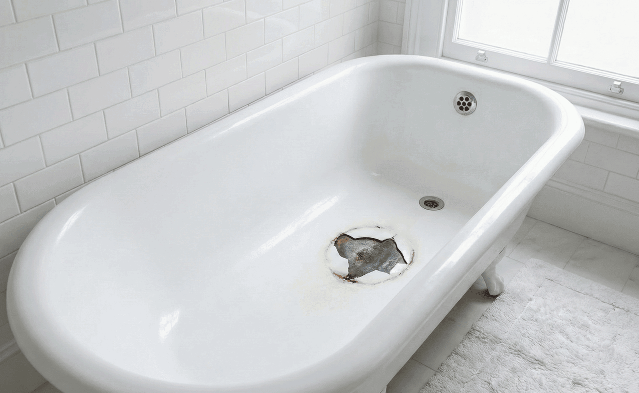 chipped bathtub