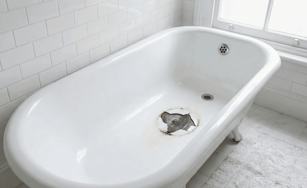 chipped bathtub