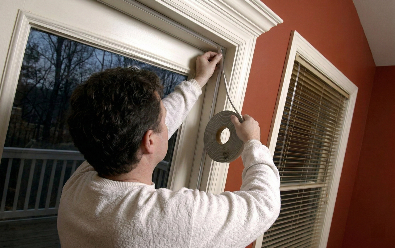 Man installing weatherstripping