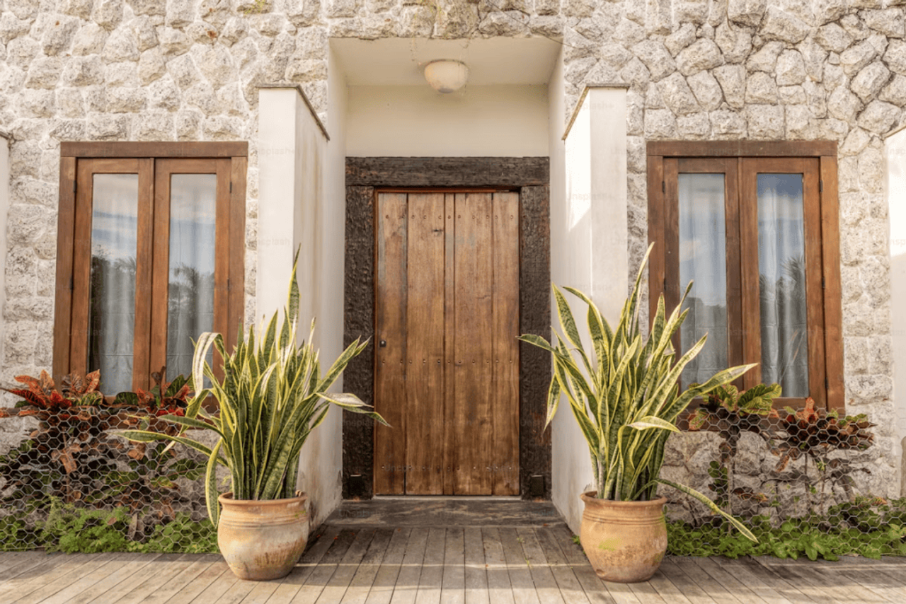 Wood door on a historical home