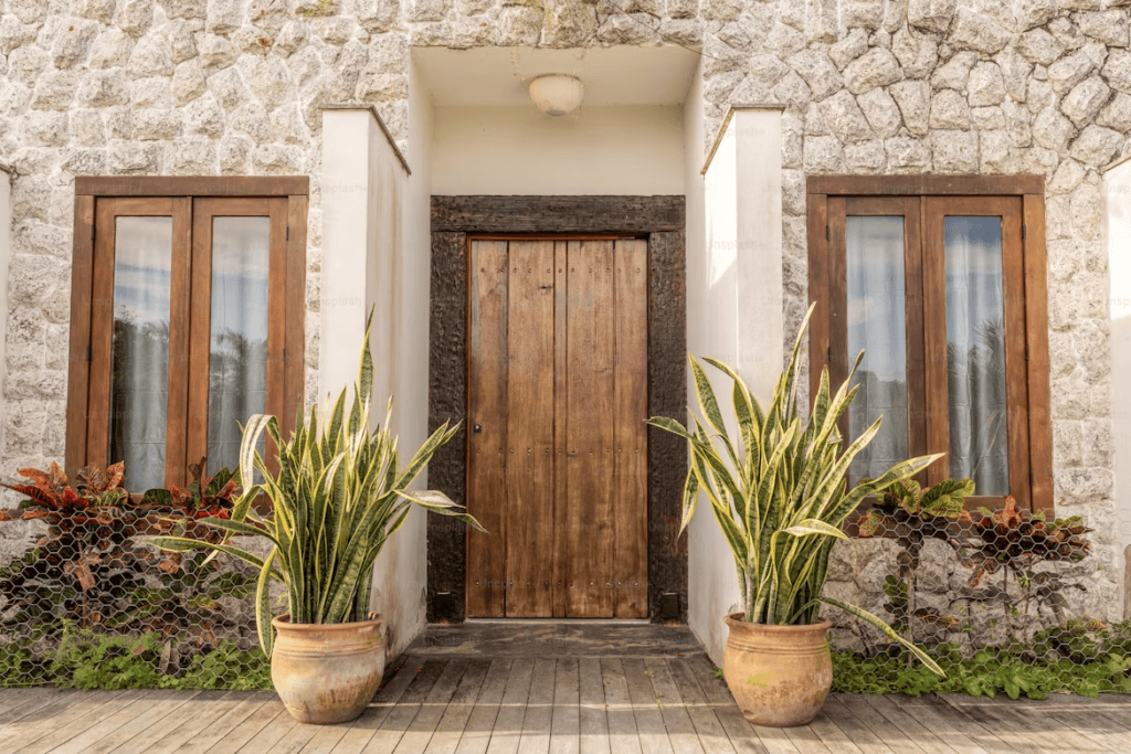 Wood door on a historical home