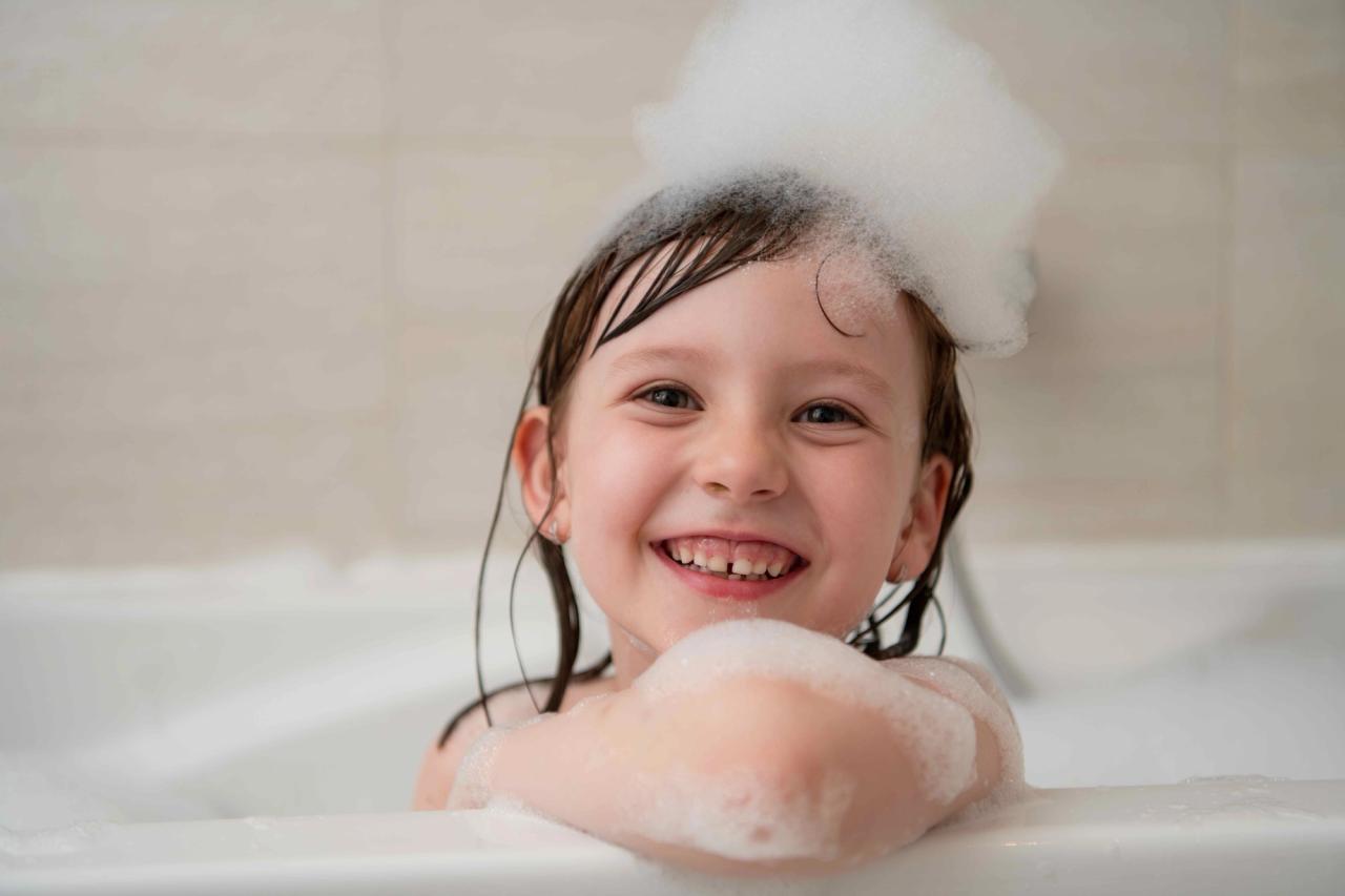 child in a tub