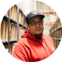 Man in library